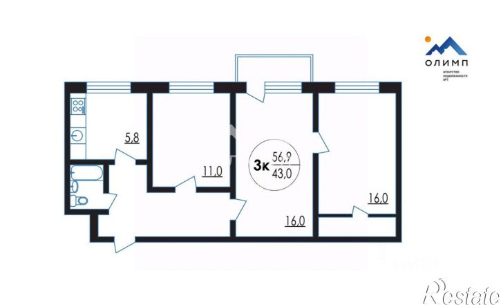 3-комн квартира ул Блюхера, 33,  д. 33
