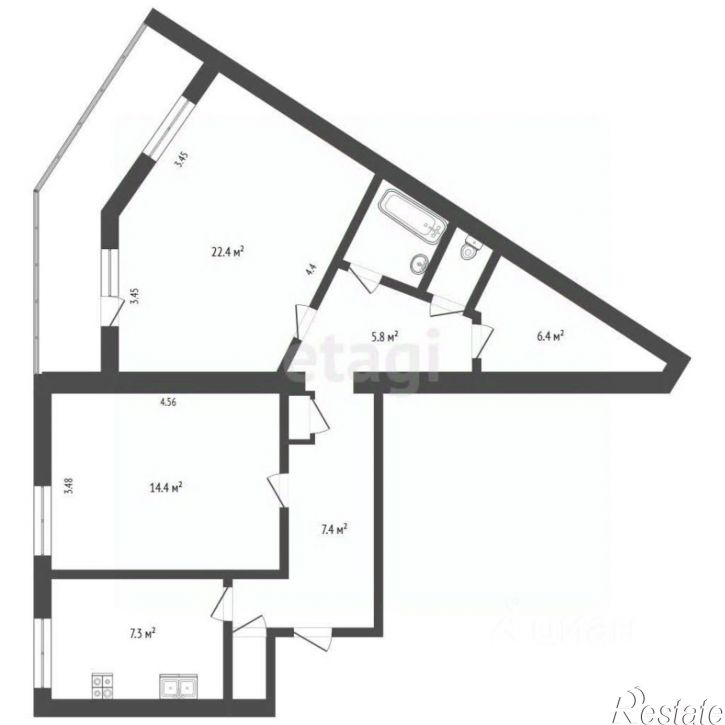 2-комн квартира Московский пр-кт, 163,  д. 163