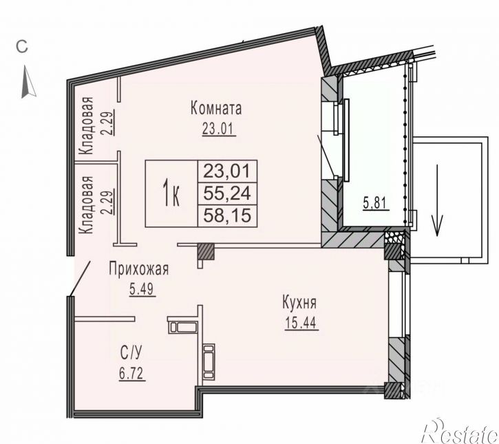 1-комн квартира в новом доме Которосльная набережная, 59