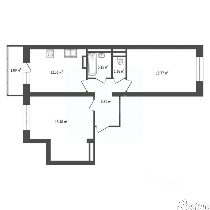 2-комн квартира