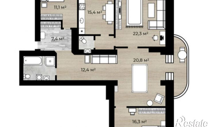 4-комн квартира ул Флотская, 3 2,  д. 3 2,  к. 2