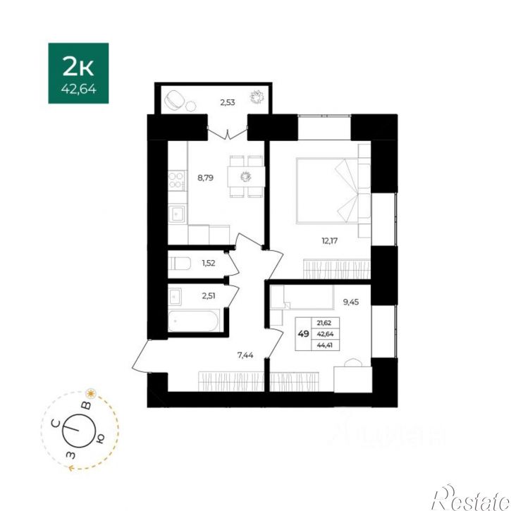 2-комн квартира в новом доме ул Комкора Хрипина, 3 5,  д. 3 5,  к. 5