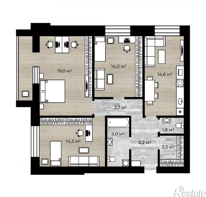 3-комн квартира Ярославская улица, д.161к3