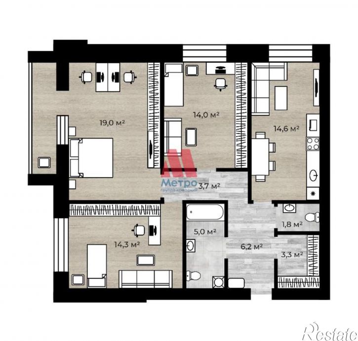 3-комн квартира Ярославская улица, д.161к3
