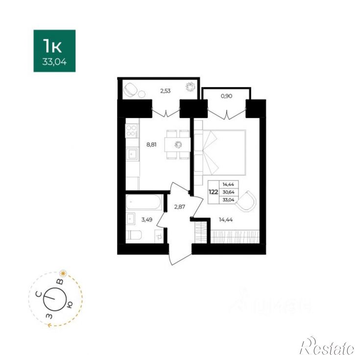 1-комн квартира в новом доме ул Комкора Хрипина, 3 5,  д. 3 5,  к. 5