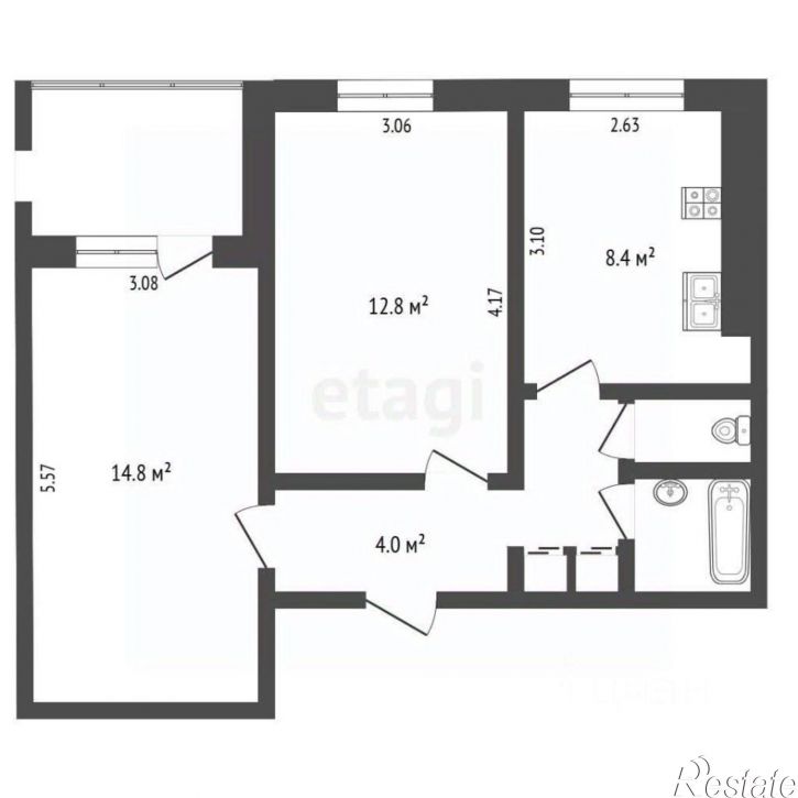 2-комн квартира улица Бабича, 15,  д. 15