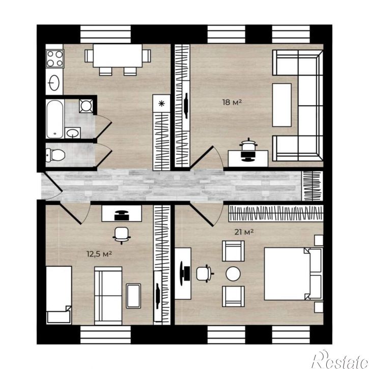 3-комн квартира Ленина проспект, д.15