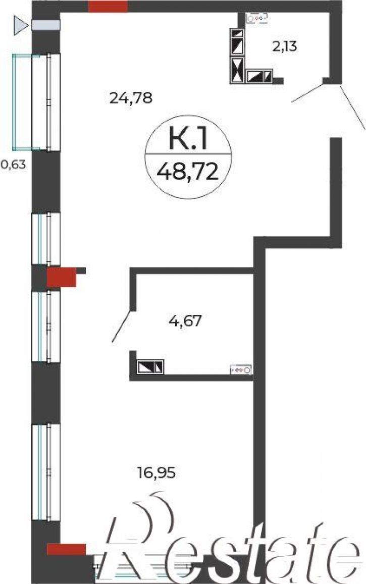 1-комн квартира в новом доме Салтыкова-Щедрина ул, 21
