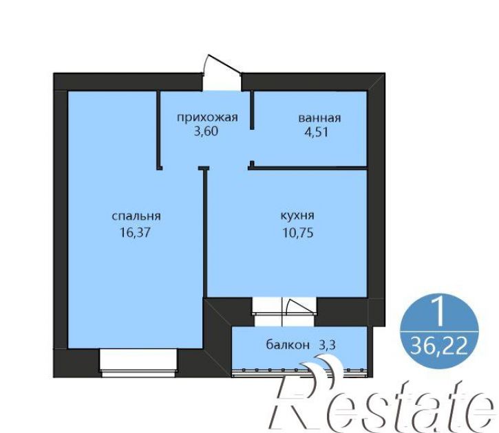 1-комн квартира в новом доме 1-я Приволжская ул., 1
