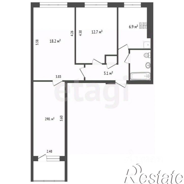 3-комн квартира улица Труфанова, 29 к4,  д. 29 к4