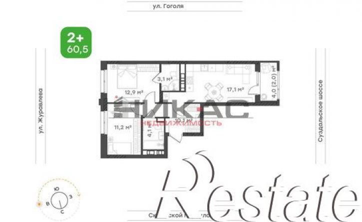 2-комн квартира улица Журавлёва, 16,  д. 16