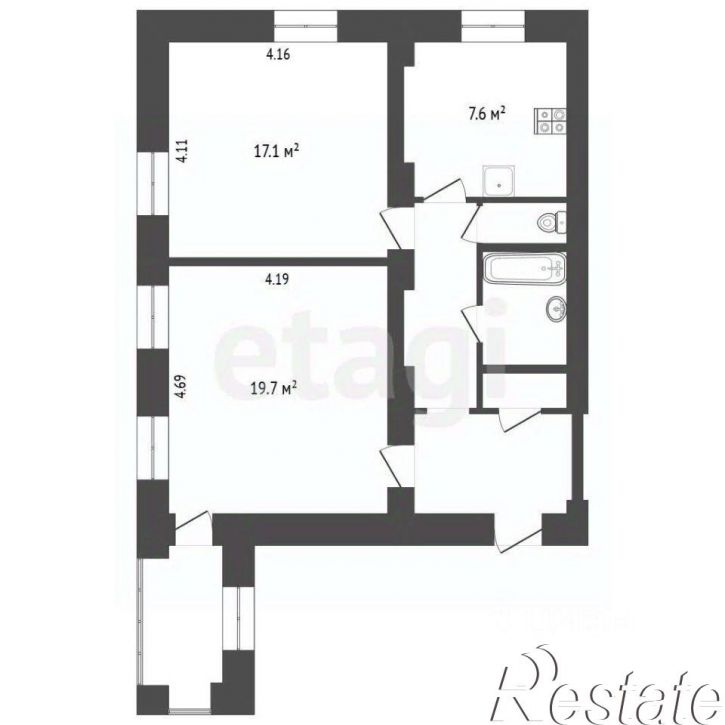 2-комн квартира улица Кудрявцева, 18,  д. 18