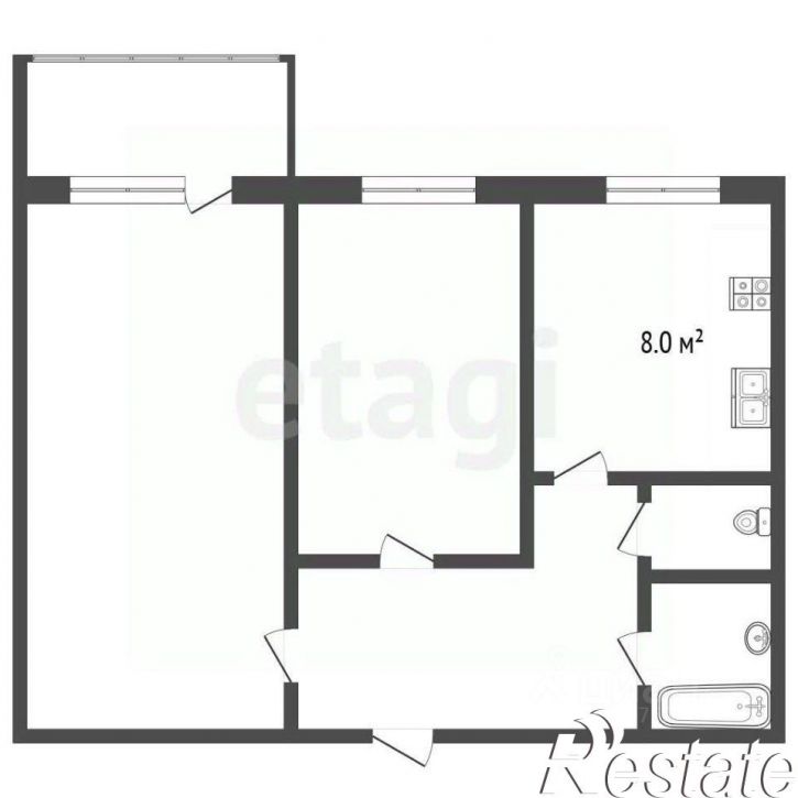 2-комн квартира улица Труфанова, 29 к4,  д. 29 к4