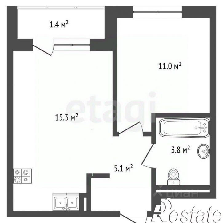 1-комн квартира улица Лескова, 36Б,  д. 36Б